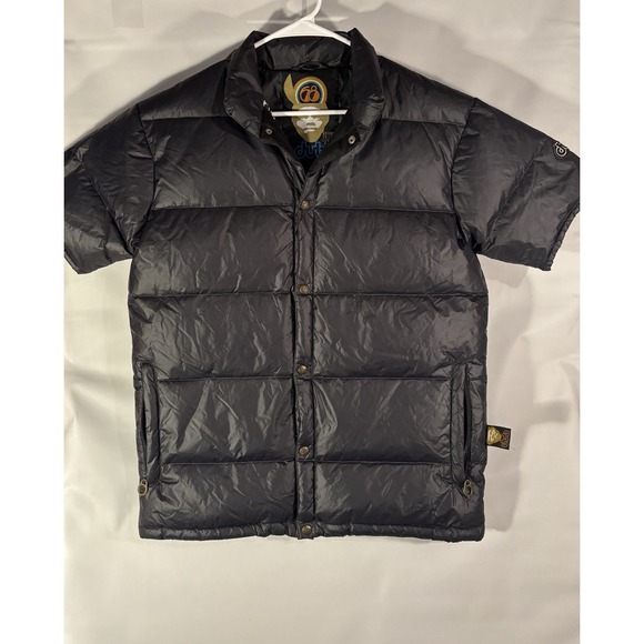 Vtg "Dub 68 Remix Series" Black Short Sleeve Rapper Puffer Jacket Men's L Y2k - Picture 2 of 16